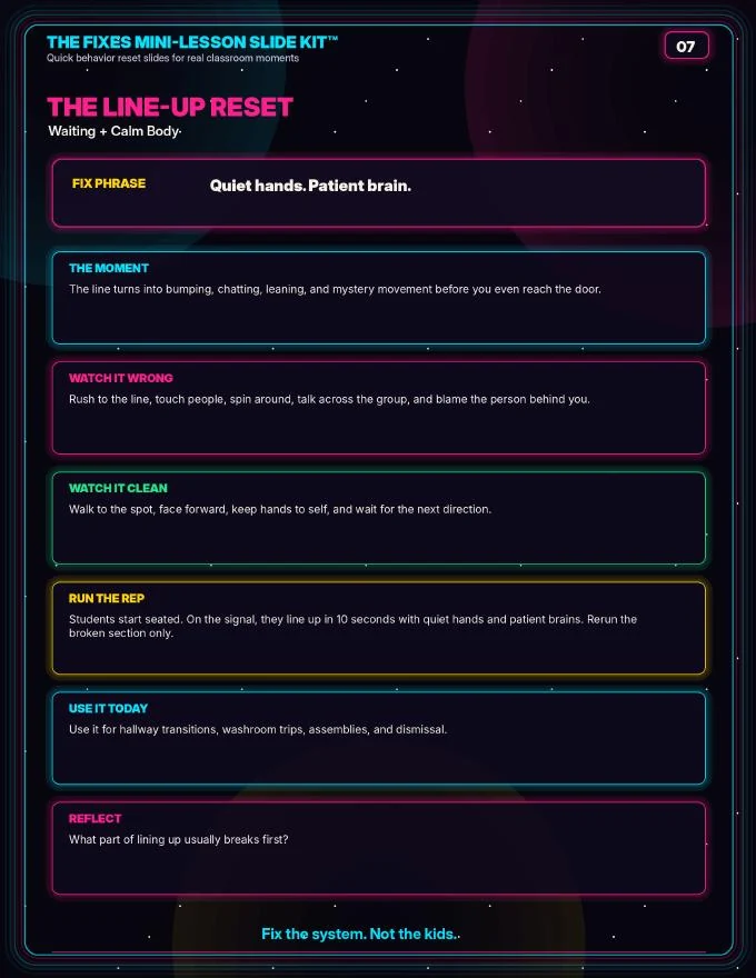 Line-up reset